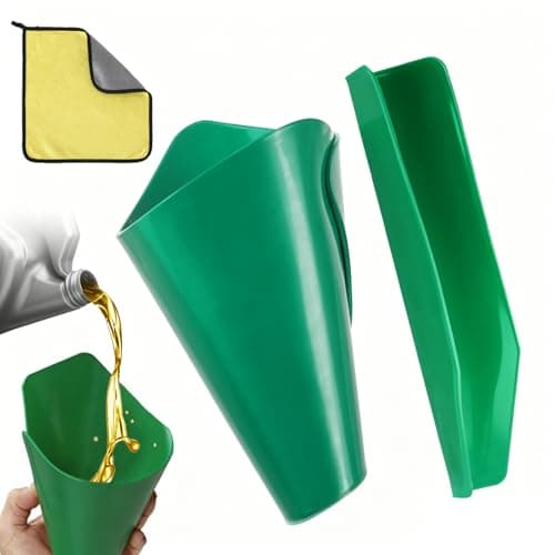 Image of 2 PCS Oil Funnel Flexible Funnels For Car, 37 x 17cm Reusable Foldable General Oil Change Draining Tool with Cleaning Towels for Discharging Oil From Cars Trucks Motorcycles