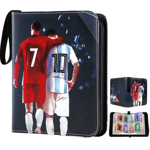 Image of Card Binder, Football Trading Holder Binder Collectible for Kids, PU Leather Cards Trainer Albums, Binder for Card, 50 Page - Capacity 400Cards Birthday Football for Boys