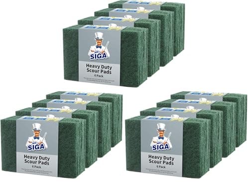 Image of MR.SIGA Heavy Duty Scouring Pads, Household Scrubber for Kitchen, Sink, Dish, 72-Pack, 3.9 x 5.9 inch (10 x 15 cm), Green