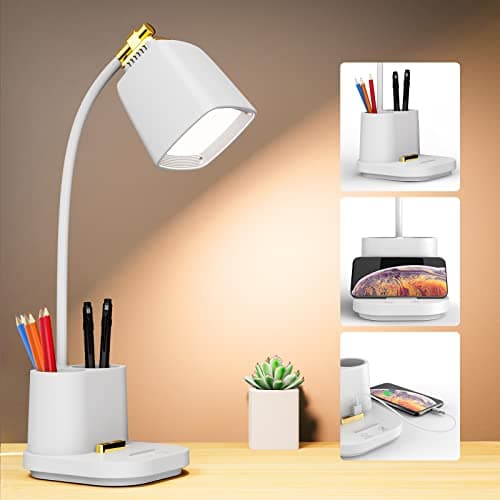 Image of GONDSILY LED Desk Lamp with USB Charging Port Touch Control 3 Color Modes, Stepless Dimming,Eye-Caring LED Table Lamp for Home,Office,Bedroom,Reading,Work,Study, 5V, 2.4A