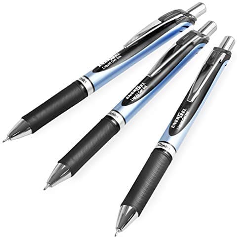 Image of Pentel Energel BLN75 Retractable Gel Ink Rollerball Pen - 0.5mm - Black - Pack of 3