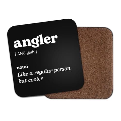 Image of Angler Square Coaster - Fish Fishing Travel Dictionary Regular But Cooler Definition Funny Joke Hobby Men Women Kitchen Drink #82653