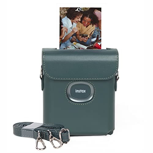 Image of MUZIRI KINOKOO Square Link Case Compatible for Fuji Instax Square Link Smartphone Photo Printer - PU Leather Protective Case with Shoulder Strap - Dark Green