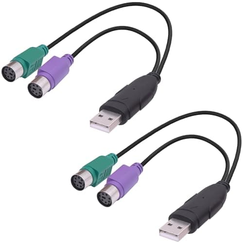 Image of YARCHONN USB to Dual PS/2 Converter Adapter Cable PS2 Female Keyboard Mouse Interface to USB 2.0 Male Adapter Connector Cord for Desktop Laptop-18cm/7in-2Pcs