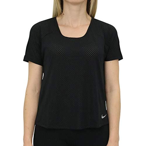 Image of Nike Women Breathe Miler Running Top - Black/Reflective Silver, Small