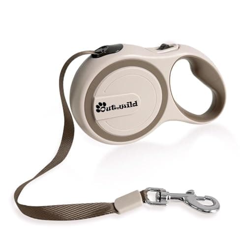 Image of OUTnWILD Retractable Dog Leash - Tangle-Free 360° Design with Anti-Slip Handle | 16 ft Strong Nylon Tape | One Touch Quick-Lock Braking System | for Small/Medium Breeds/Pets Up to 44lbs. (Khaki, M)