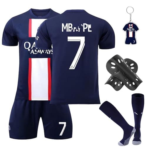 Image of Heartsking Football Kits for Kids, 2023/24 Home Away Soccer Jerseys New Kids Football Kits Boys Girls, Football Training Shirts Shorts Socks Guard Plate and Keychain, Gifts for Children