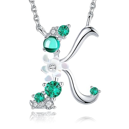 Image of VIKI LYNN Letter K Initial Necklace 925 Sterling Silver Cubic Zirconia Personalised Alphabet Charm Pendant Necklace for Girls