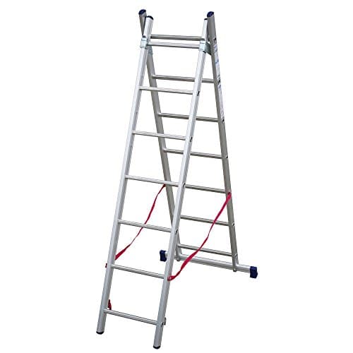 Image of TB Davies Light Duty 2m Double Section Aluminium Extension Ladder & Combi Step Ladder, Made in Italy, EN132