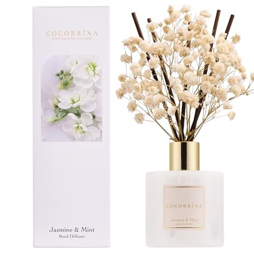 Image of COCORRÍNA Reed Diffuser Set, 200ml Jasmine & Mint Scented Diffuser with Sticks Home Fragrance for Bedroom Bathroom Living Room, Home & Office Decor