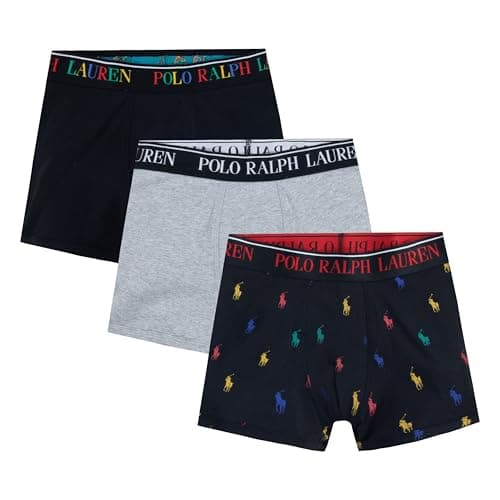 Image of POLO RALPH LAUREN Boys' 3-Pack Boxer Briefs, Black Multi/Grey, XS