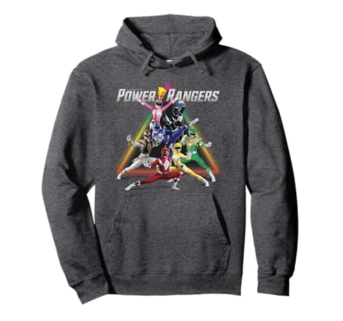 Image of Power Rangers Rainbow Pyramid Retro Action Portrait Pullover Hoodie