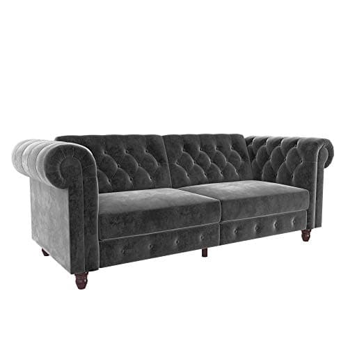 Image of DHP Furniture Felix Chesterfield Sofa Bed Velvet Grey