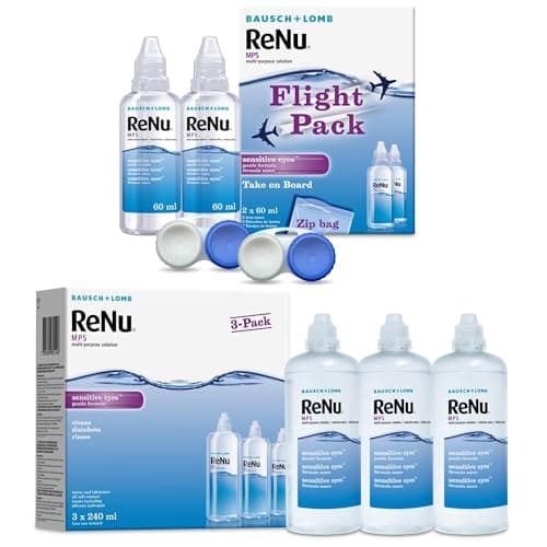 Image of ReNu Bundle, Multi-Purpose Contact Lens Solution, 3X 240ml, and Flight Pack, 2X 60ml, for Soft Contact Lenses for Comfortable Wear, Clean, Disinfect, Rinse, Lubricate and Store Your Lenses