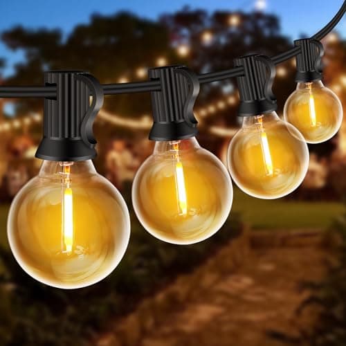 Image of ZYRIVON Outdoor String Lights Mains Powered - 20M/66Ft 30+2 LED Garden Lighting, Shatterproof Waterproof, Warm White for Garden, Yard, Wedding, Christmas, Gazebo, Fence, Roof, Party