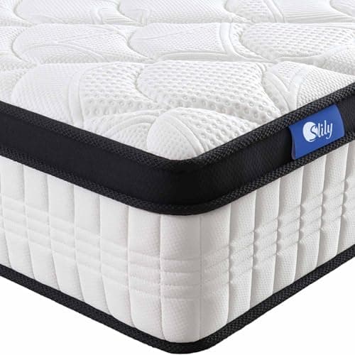 Image of slily 12 Inch Super King Mattress 6ft for Back Pain Relief, Hybrid Pocket Sprung Memory Foam Mattress with Cool & Supportive, 7-Zone Medium Firm Mattresses, 30cm Deep 180 X 200 cm
