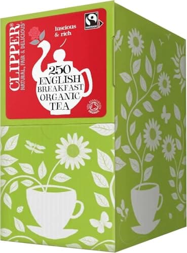 Image of Clipper Organic English Breakfast Tea Bags | 250 Individually Wrapped Teabags | Bulk Buy, Home & Catering | Caffeine-Free Herbal Tea Bags | Eco-Conscious, Natural, Unbleached & Biodegradable