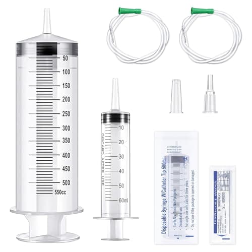 Image of Large Syringe 500ml with Soft Tubes, Oil Suction Syringes 550ML+60ML, Plastic Syringe for Liquids, 2 Sizes, Large Capacity Syringesfor Industry Lab Syringes Garden Pet Feeding Plant Watering