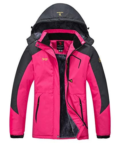 Image of YSENTO Womens Waterproof Jacket Winter Warm Ski Coat Hooded Mountain Fishing Hiking Jackets(Rose red,M)