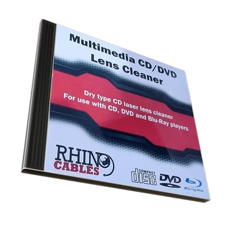 Image of rhinocables - CD DVD Lens Cleaner | Laser Cleaning Disc Set | Optical Drive Maintenance for CD, DVD, Blu-Ray Players | Universal Compatibility | Enhance Playback Experience