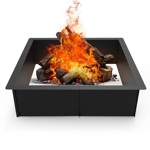 Image of LIANTRAL Square Fire Pit Ring, 86 cm Outer/76 cm Inner DIY Fire Pit Insert for Outside Wood Buring, Heavy Duty Matel Steel Campfire Ring for Garden, Yard, Patio, Camping