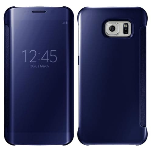 Image of Case For Samsung Galaxy S7 Edge - Smart View Mirror Case Flip Folio Stand Shockproof Protective Cover For Samsung S7 Edge - Dark Blue