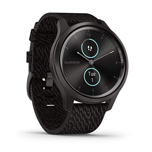 Image of Garmin vívomove Style, Stylish Hybrid Smartwatch with Health and Fitness functions, Real Watch Hands, Hidden Colour Touchscreen Display and up to 5 days battery life, Graphite and Black (Renewed)