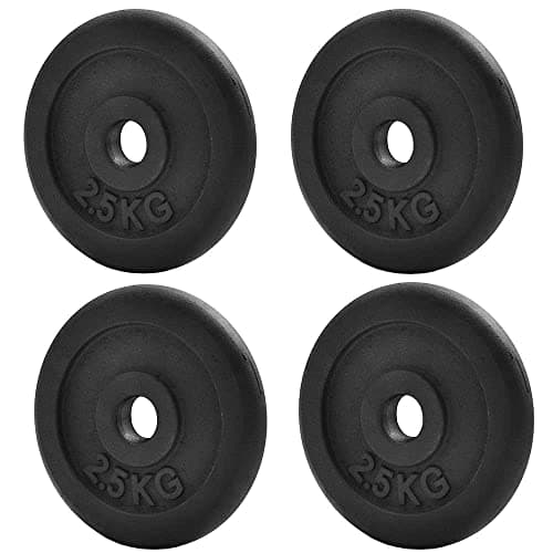 Image of KK Cast iron Weight Plate Set. For 1 Inch Barbell Bar Dumbbells Weight Disc Pair. 2 x 2.5kg, 5kg or 10kg Barbell Weight Plates. Dumbbell Plates for Home or Gym Training or Weightlifting. (4 X 2.5KG)