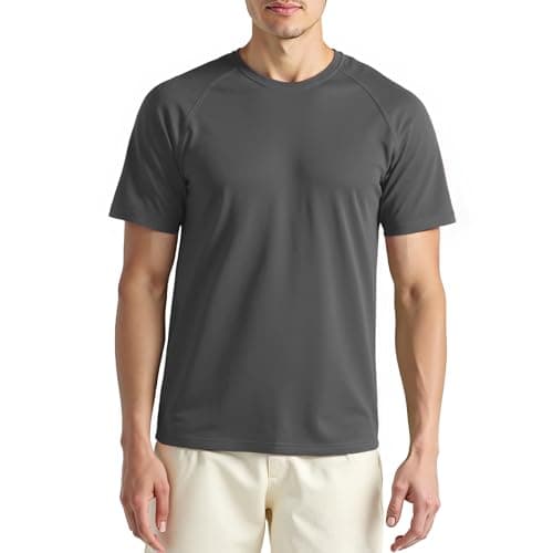 Image of MAGISDU Merino Wool T Shirt Mens Base Layer, Breathable Quick Dry Undershirt, Gym Running Sports Top, Regular Fit Short Sleeve Technical Tshirt for Hiking Walking Dark Grey