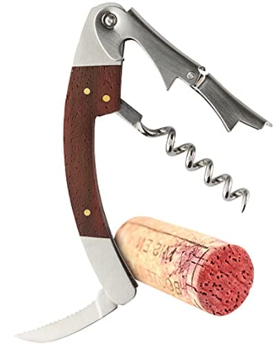Image of Taylors Eye Witness 3-in-1 Bottle Opener And Corkscrew Tool - Taproom Collection Rosewood And Stainless Steel Waiters Friend. Ideal Cocktail-Making Accessories. Features Foil And Tin Can Cutter.