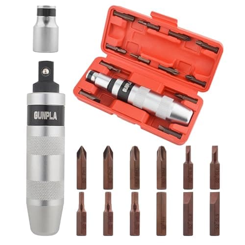 Image of Gunpla 12pcs Impact Screwdriver Bits Set, Durable 40 CR Alloy Steel Manual Screwdrivers Extension with Phillips Slotted Hex Driver Spinning Ratchet Adapter Adjustable Handle for Fastening Loosening