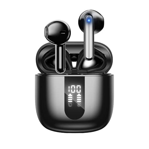 Image of JBES Wireless Earbuds Bluetooth Earphones, 60H Deep Bass Ear Buds with 6 Noise Cancelling Microphone, IP5 Waterproof in Ear Headphones for iPhone Android Sports Gaming (Mulit Black)