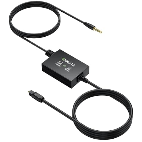 Image of TAIKURA 3.5 mm to Optical Audio Cable Analog to Digital Audio Converter with Built-in AUX and Optical Cables, 48KHz PCM, Compact Plug-and-Play Adapter for Laptop, Projector, Computer to Soundba
