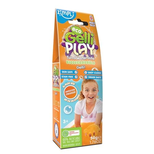Image of ZIMPLI - Eco Gelli Play Orange, Magically turns water into thick, colourful goo, Eco-Friendly Pocket Money Toys for Boys & Girls, Sensory Play