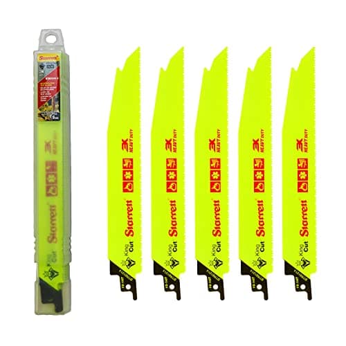 Image of Starrett Bi-Metal Reciprocating Saw Blade - 5 Pieces BTR81014-5 King-Cut 200 mm/8 Inch 10 - 14 TPI Unified Shank Heavy Duty Cutting - Compatible with Bosch Dewalt Makita and Many Others