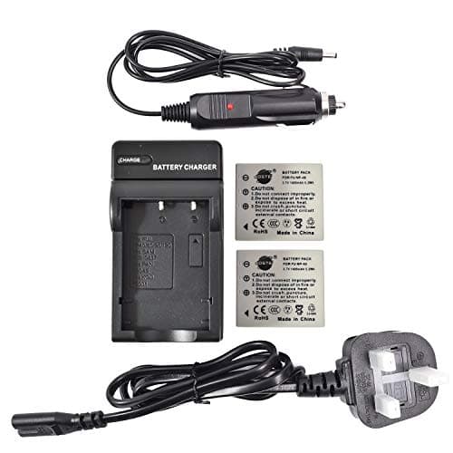 Image of DSTE Compatible 2x NP-40 Li-ion Battery + DC29U Travel and Car Charger Replacement for Fujifilm FinePix F810 F811 J50 V10 Z1 Z2 Z3 Z5fd Camera as Fujifilm NP40 NP-40N PENTAX D-Li85 RICOH D-LI8