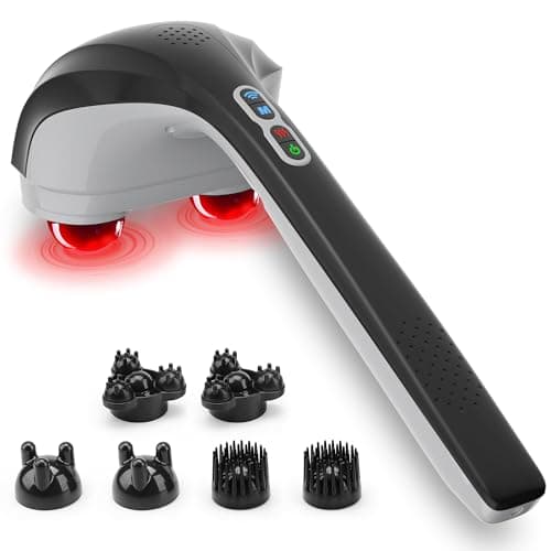 Image of Snailax Cordless Handheld Back Massager with Heat,Deep Tissue Percussion Massager for Neck,Back Shoulder,Calf,Legs, 3 Sets of Dual Pivoting Heads, Gifts for Women,Men