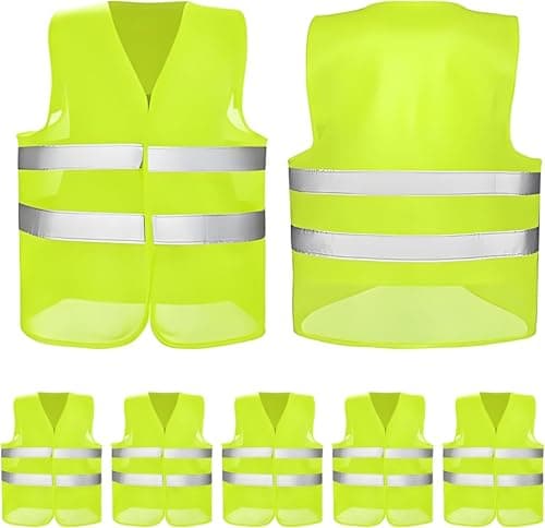 Image of 5 Pack Hi Vis Vests Yellow, High Visibility Vest, Unisex Safety Night Workwear Reflective Vest,for Traffic Work, Running, Surveyor and Security Guard Construction Vest