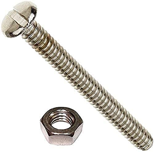 Image of Merriway BH03617 (10 Pcs) Slotted Pan Head Machine Screws with Nuts, M8 x 25 mm (5/16 Inch x 1 Inch), Bright Zinc Plated - Pack of 10 Pieces