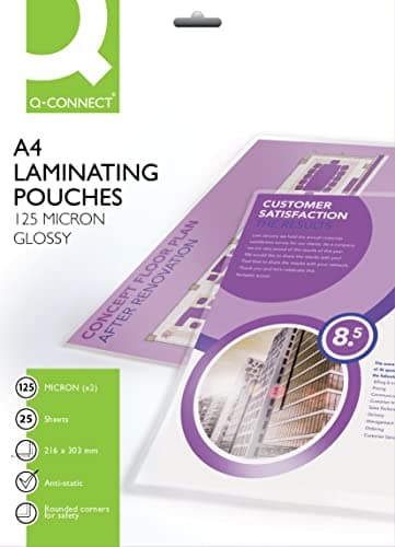 Image of Q-Connect A4 Laminating Pouch 250 Micron (25 Pack) KF04120