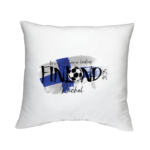 Image of Shopagift Personalised Bring it Home Finland Football 2025 Cushion Cover Bedroom Lounge Accessory - 40cm x 40cm