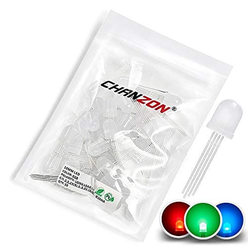 Image of Chanzon 50 pcs 10mm RGB Tricolor LED Diode Lights (Diffused Round Multicolor Red Green Blue 4 pin Common Cathode DC 20mA/Color) Lighting Bulb Lamps Electronics Components Light Emitting Diodes