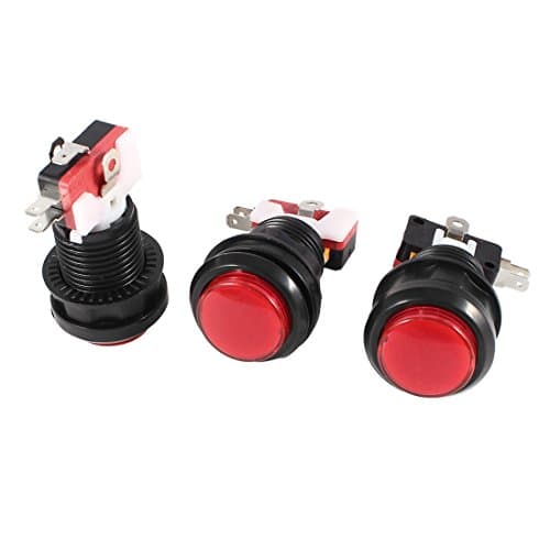 Image of Sourcingmap 3 Pcs Panel Mount 3 Pole SPDT COM NC NO Red Push Button Momentary Switch AC 100-240V