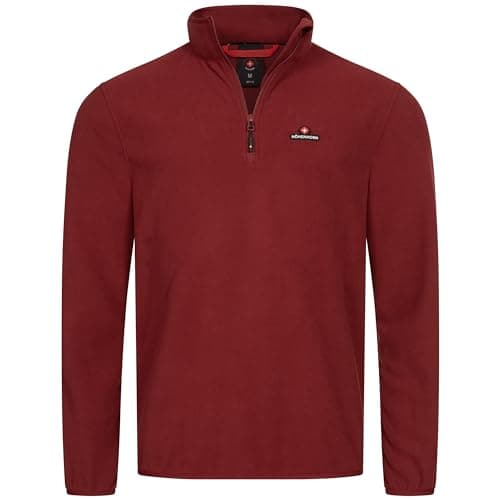 Image of Höhenhorn Skyja Men's Fleece Pullover Autumn Winter Microfleece Sweatshirt Half Zip Fleece Jumper, red, XL