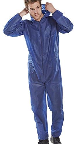 Image of OS Smart Choice Disposable Boilersuit, White, Non-woven Polypropylene, Elasticated Hood and Waist, Laboratory Overall (5, BLUE, L)