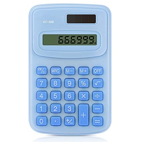 Image of lohey Pocket Calculator, 8-Digit Basic Calculators Desktop Solar Battery Mini Desk Calculator for Office, Home, School, Blue