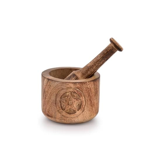 Image of Kaizen Casa Wooden Mortar and Pestle Garlic Masher Hand Grinder Crusher