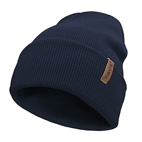 Image of TOSKATOK Unisex Ladies Soft Feel Turn up or Slouch Knit Beanie Hat Warm Winter Woolly Hat-Navy