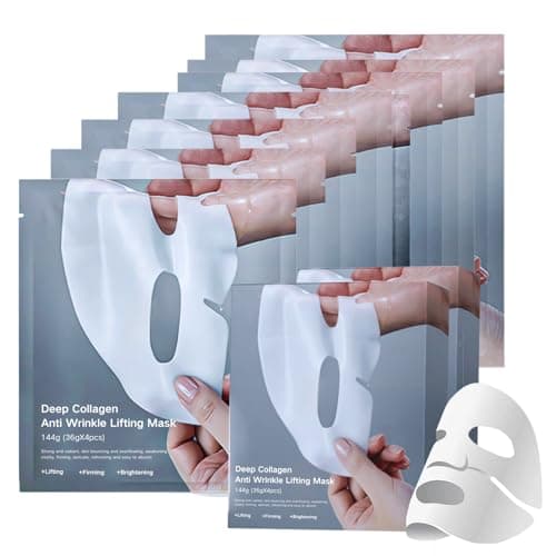 Image of Deep Collagen Anti Wrinkle Lifting Mask, 8 PCS Korean Face Mask, Bio Deep Collagen Overnight mask, Bio Overnight collagen Face masks Skincare for Hydrate, Elasticity, Shrink Pores, Brighten, Soothe
