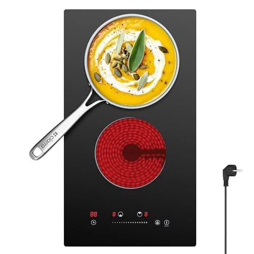 Image of CDV CDVER292 Double Ceramic Hob, 2900W Built in Electric Cooktop with Touch Control, Child Lock & Timer, 2 Cooking Zones for Home Kitchen